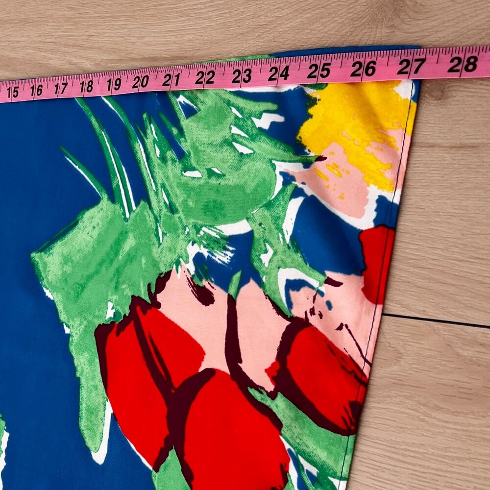 Vintage 80s Colorful Picasso-Inspired Floral Print Square Head or Neck Scarf - Picture 10 of 14